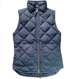 Vintage 2000s J.Crew Navy Quilted Down Fill Zip Up Puffer Vest